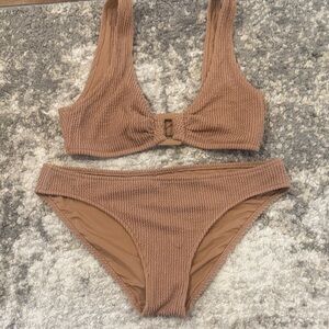 Aerie Textured Tan Bikini Set